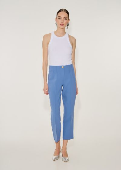High waisted trousers with seam details - Blue