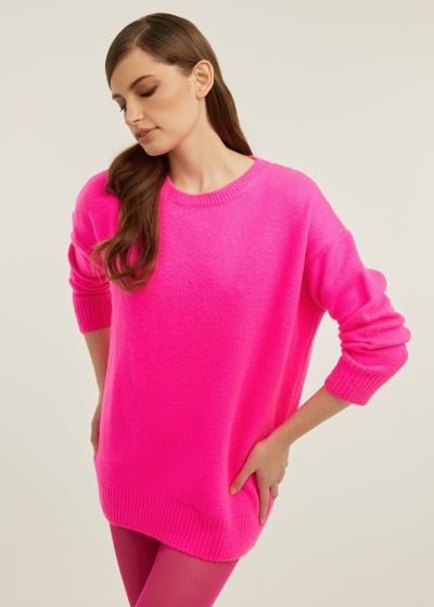 Crew neck knit sweater - Fuchsia