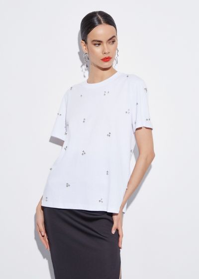 T-shirt with embellished details - White