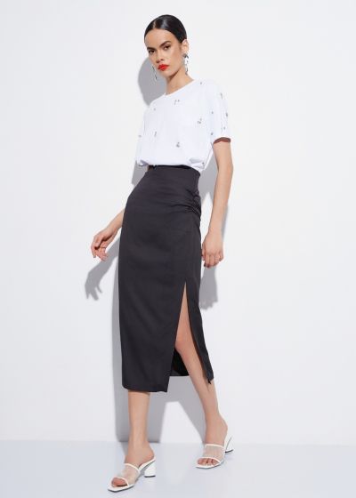 Skirt with gathering details - Black