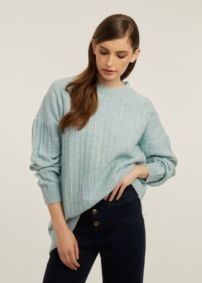 Textured knit sweater - Light Blue
