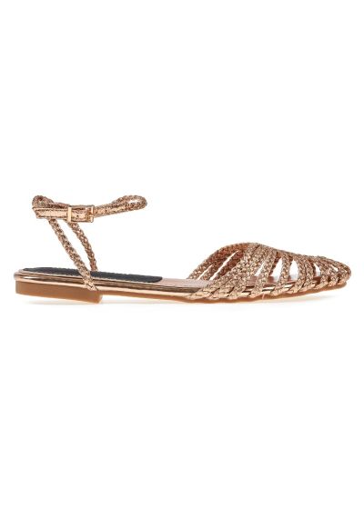 Slingback sandals with ankle strap fastening - Bronze