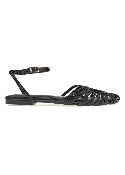 Slingback sandals with ankle strap fastening - Black