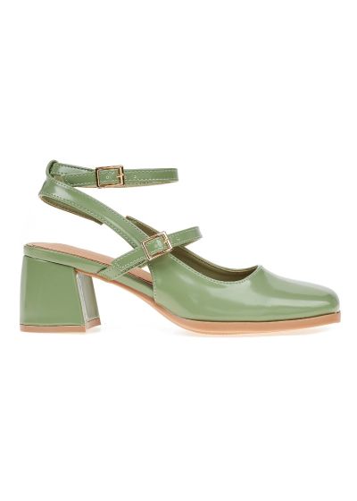 Slingback shoes with block heels - Green