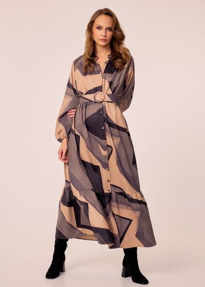 Geometric-printed dress - Grey