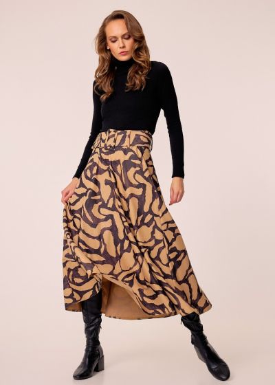Midi printed skirt - Beige