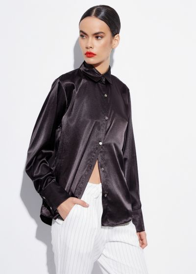 Shirt with satin touch - Black
