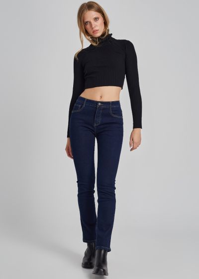 Straight leg jeans with a high waist - Blue