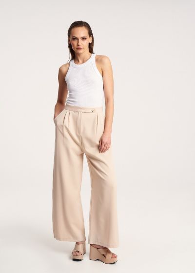 Straight trousers with darts - Beige