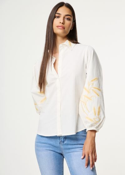 Shirt with embroidery details - White
