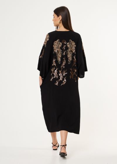Tunic dress with embellished details - Black