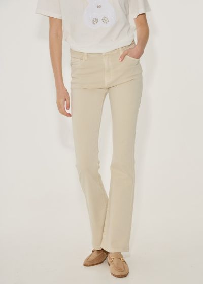 Cotton flared trousers - Beige