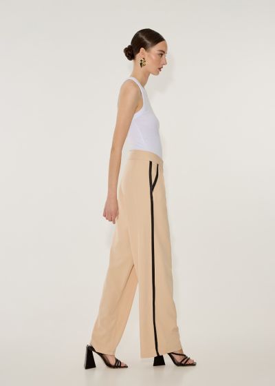 Trousers with side stripes - Beige