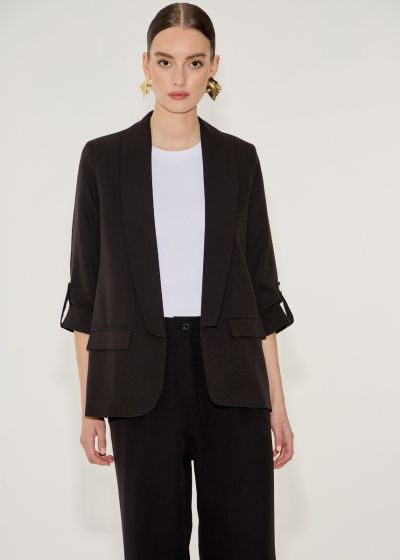 Open blazer with rolled-up sleeves - Black