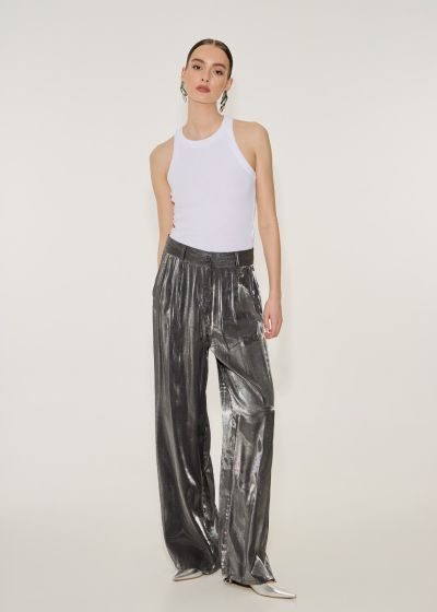Trousers with shiny fabric - Grey