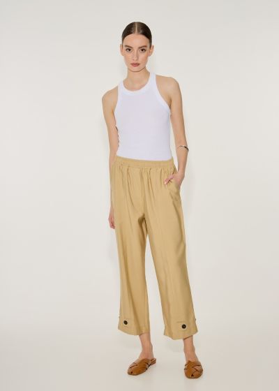 Elastic waisted trousers with seems - Beige