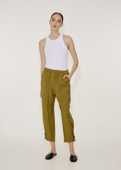 Elastic waisted trousers with seems - Olive green