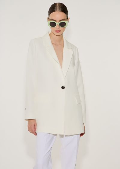 Basic blazer with button - White