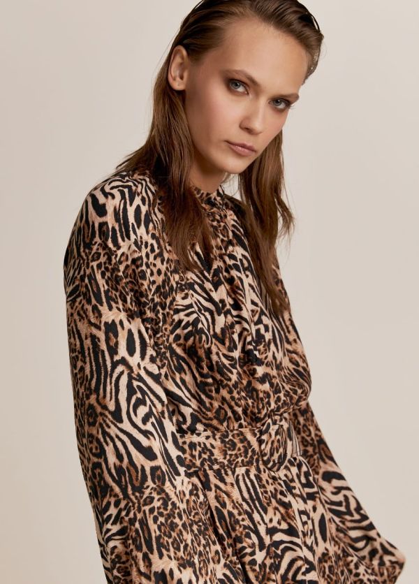 Oversized buttoned dress - Leopard