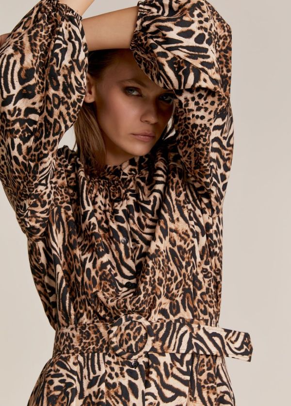 Oversized buttoned dress - Leopard