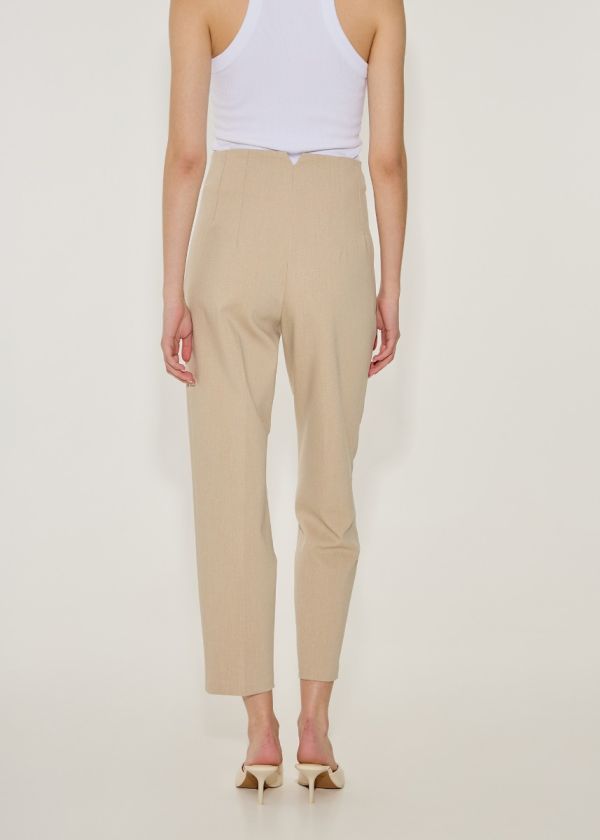 High waisted trousers with seam details - Beige