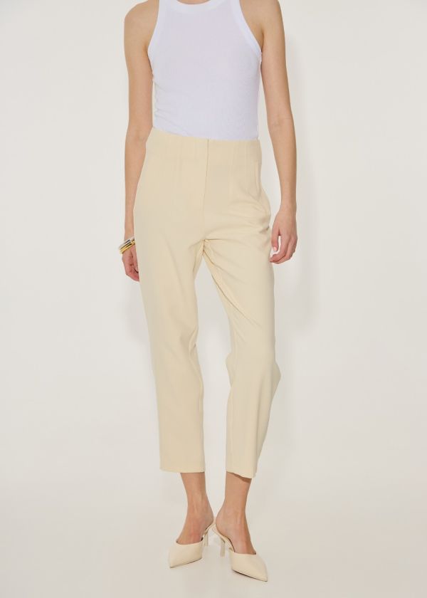 High waisted trousers with seam details - White