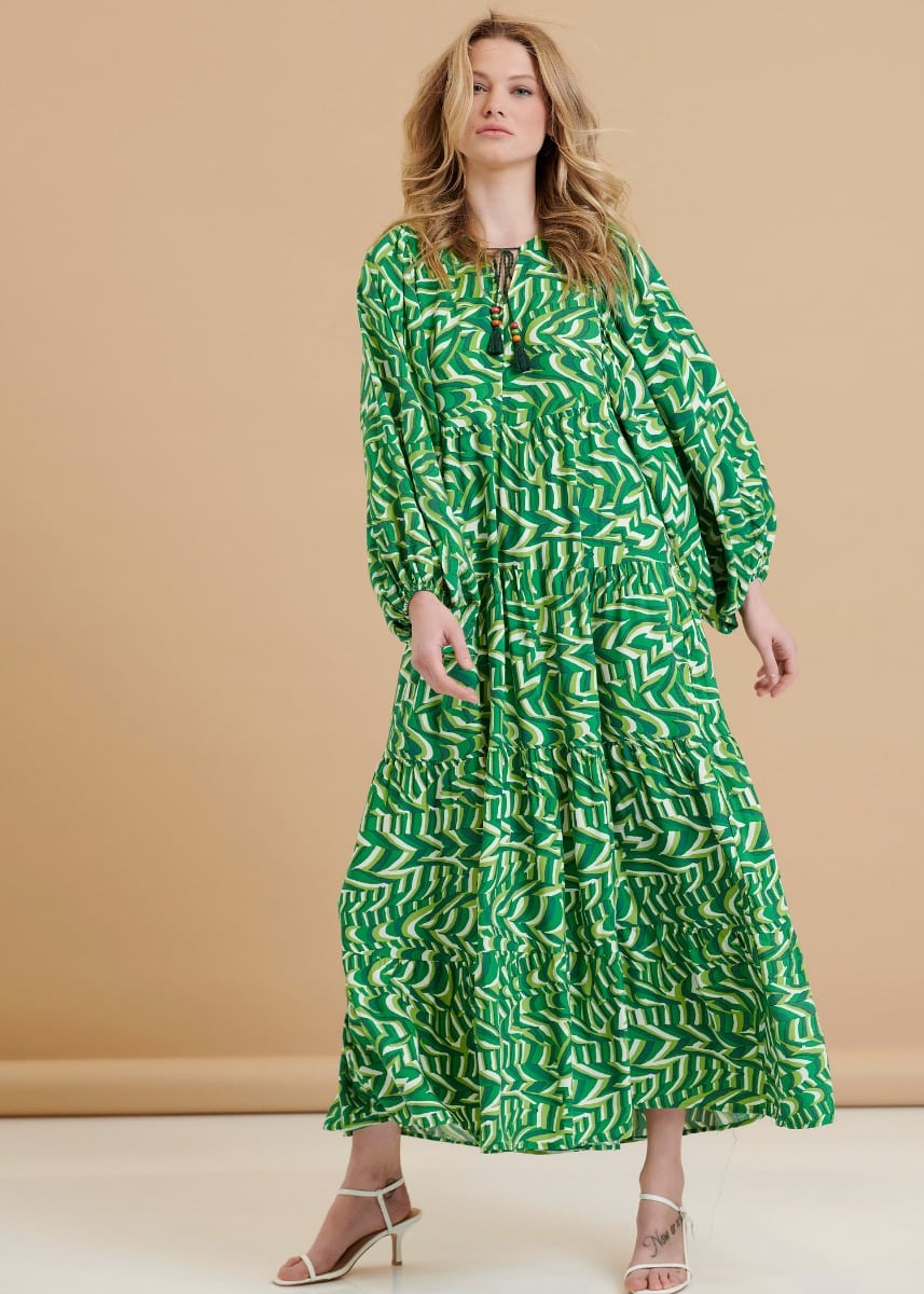 Φόρεμα μακρύ με μοτίβο - Πράσινο 916335860-green